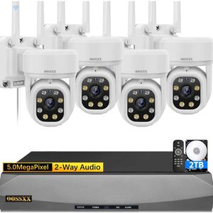 Améliorez votre sécurité à domicile avec le suivi automatique du suivi WiFi PTZ Système de caméra de sécurité en plein air - Audio à 2 voies, caméras sans fil 5MP, ensemble DVR de surveillance vidéo NVR à 10 canaux