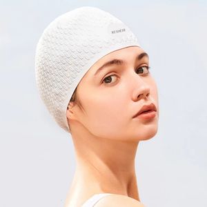 Version agrandie Silicone Saicone Swimming pour femmes imperméable non emmêlée Protection de l'oreille de cheveux pour la natation globe 240506