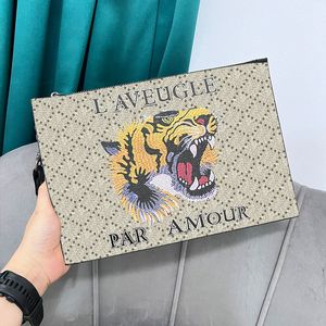 Bolso de sobre Bolso de señora Monedero Bolsos de hombro Letras clásicas Impresión Lienzo Cuero genuino Patrón animal Cremallera Carteras de mujer de alta calidad