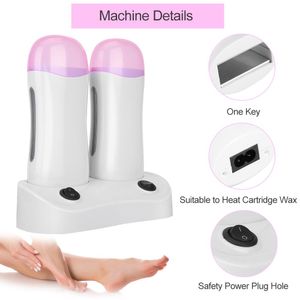 Epilator Portable Electric Dual Wax Calentador Epilator Cartucho Rollon Depilatory Parafina Calentador Caballo Retire la máquina Cera de la máquina