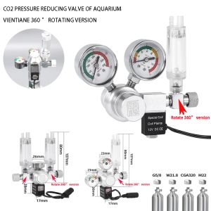 Equipo Regulador de CO2 para acuario, con válvula solenoide Contador de burbujas unidireccional Kit de sistema de control de pecera Válvula reductora de presión de CO2