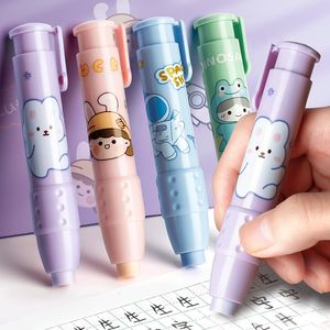 Cute Cartoon Rabbit Girl Pressing Pencil Eraser Pen Type Replaceable Rubber Core School Student Kid Gifts Office Supplies