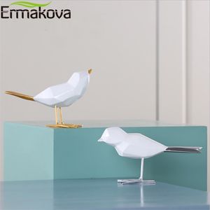 Ermakova moderno lindo resina pájaro estatuilla adornos europeos geométrico origami animal estatua hogar oficina decoración regalo Q1128
