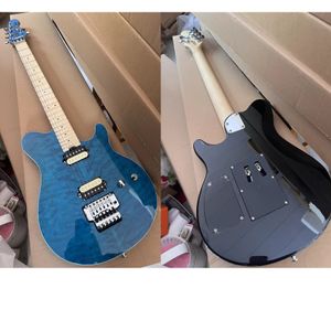 Ernie Ball Music axe guitare électrique translucide Blue Quilt Top Double Shake Vibrato System Professional Guitar