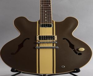 ES 333 Tom Delonge Semi Hollow Body Matte Brown Jazz Electric Guitar Cream Top Double F Holes Dot INLAY Grover Tuners6511790