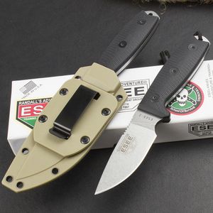 ESEE-3 Cuchillo recto de supervivencia al aire libre 9Cr18Mov Hoja de lavado de piedra Mango completo Tang G10 Cuchillos de caza de hoja fija al aire libre con Kydex