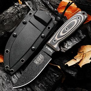 ESEE Survival Straight Knife 1095 Hoja de punto de caída de acero de alto carbono Full Tang G10 Mango para acampar al aire libre Caza Cuchillos de hoja fija con Kydex