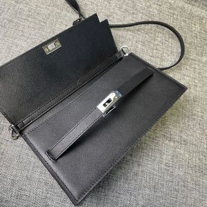 Cartera Espom con cadena Monedero de diseñador de cuero genuino con correa de cuero Número de serie Conjunto completo Caja Embalaje mujer Carteras Piel de vaca entera Titulares de tarjetas