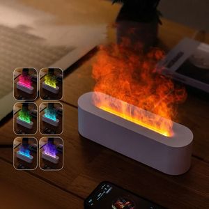 Essential Oils Diffusers est RGB Flame Aroma Diffuser Humidifier USB Desktop Simulation Light Aromatherapy Purifier Air for Bedroom With 7 Colors 231026