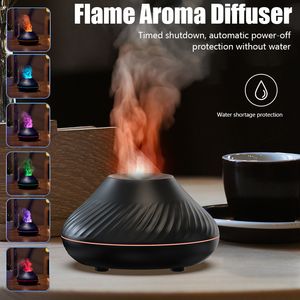 Diffuseurs d'huiles essentielles Diffuseur d'arôme de flamme Humidificateur d'air Maison Ultrasonic Mist Maker Fogger Oil Difusor Avec LED Color Lamp Purifier 230617