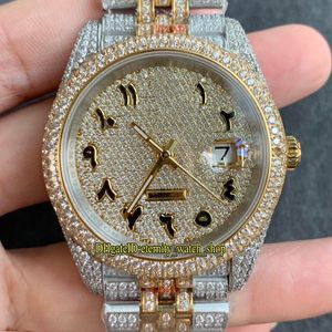 Eternity Jewelry Relojes RFF V4 Último 126334 126234 126333 Diamantes árabes Dial A2824 Reloj automático Iced Out para hombre Caja de dos tonos con diamantes 904L Correa de eslabones de cadena de cinco hileras