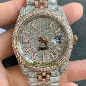 Eternity Montres RFF V4 Dernières 126334 126331 126301 Diamants Cadran Gypsophile A2824 Automatique Iced Out Montre Homme Diamant Deux Tons Cas 904L Bracelet à maillons à cinq rangs