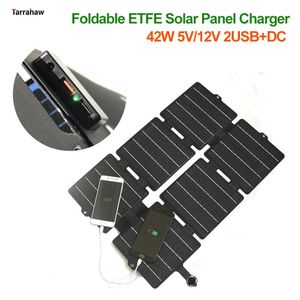 ETFE 42W panneau solaire pliant noir 12 volts cellule DC USB Charge rapide Portable Camping en plein air étanche povoltaïque 240110