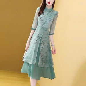 Vêtements ethniques 2023 chinois fleur dame Cheongsam mariage mariée Qipao élégant quotidien robe formelle robe de soirée Vestidos Oriental