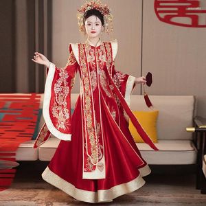 Vêtements ethniques 2024 Xiuhe Dress Bride Bride Bridal Wedding Chinese Red Pinter haut de gouttes Toasting Longfeng Coat Tang Suit