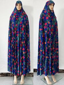 Vêtements ethniques 6XL Femmes musulmanes capuche Abaya africaine sans manches vêtement de prière caftan robe avec hijab floral dubaï saoudien robe ramadan