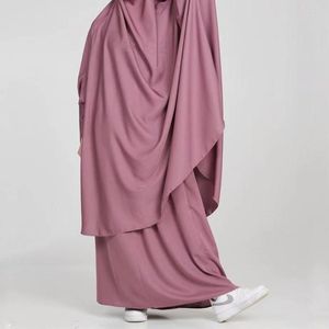 Ropa étnica Abaya Dubai Khimar Turquía Islam Árabe Musulmán Hijab Vestido de color sólido Conjuntos Trajes Trajes Vestidos largos para mujeres Kaftan