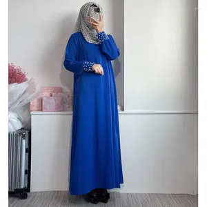 Ropa étnica Abaya Islam Vestido musulmán Mujeres Lace Up High Cintura Robes Otoño Sólido Rebordear Moda Festival Tradicional Ramadán 2023