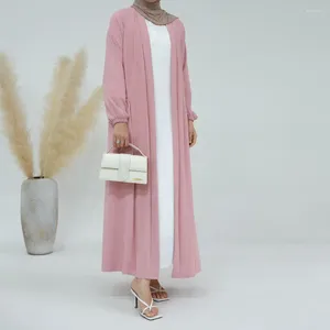 Vêtements ethniques Abaya Jazz Crêpe Femme musulmane Kimono Cardigan Élégant Islam Dubaï Turquie Hijabi Robe Modeste Outwear Ramadan (Pas de robe intérieure)