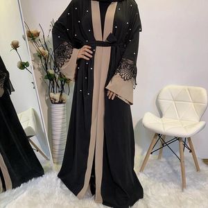 Vêtements ethniques Abayas pour femmes Ramadan Kimono Modèle de mode Kaftan à Dubaï Dentelle Designs Islamique Turquie Vêtements Élégant Musulman Abaya