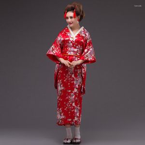 Vêtements ethniques Adulte Fille Rouge Japonais Traditionnel Yukata Kimono Femmes Robe De Soirée Geisha Vintage Lady Stage Show Costume Cosplay