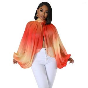 Ropa étnica Ropa africana para mujeres Verano Sexy 2023 Impresión Batwing Manga Gasa O-cuello Camisas Crop Top Trajes