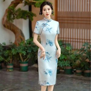 Ropa étnica Cheongsam Elegante Pasarela Diseño de interés especial Hanfu Lady Wear Banquete Moda Vestido de noche diario