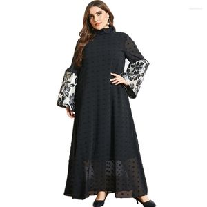 Vêtements ethniques Dubaï dentelle Abaya femmes musulmanes col haut Maxi robe caftan turc robe de soirée Jilbab Ramadan Abayas islamique grande taille