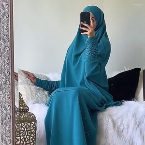 Vêtements Ethniques Etosell Robes Musulmanes Femmes À Capuche Abaya Eid Vêtement De Prière Jilbab 2 Pièces Ensemble Long Khimar Couverture Complète Ramadan Abayas Noir