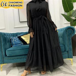 Ropa étnica Moda Dubai Modest Abaya Robe Musulmán para mujeres Kaftan Terciopelo Islámico Elegante Gasa Femme Turquía Maxi Vestidos