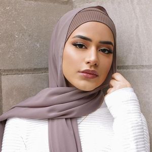 Etnische kleding Mode Geribbelde gebreide buiskap Moslim Binnenkant Hijab Effen Kleur Dames Ondersjaal Motorkap Eén maat Klaar voorraad