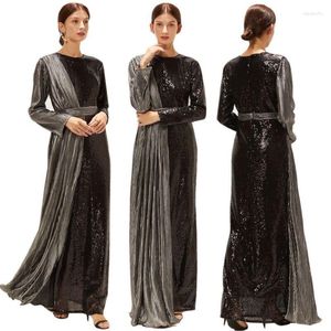 Vêtements ethniques mode femmes paillettes Abaya taille haute Robe mince dubaï robes de soirée islamique arabe à manches longues Robe Jilbab Robe