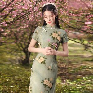 Ropa étnica Femenina Elegante Cheongsam Retro Temperamento Vestido de niñas jóvenes Qipao mejorado Mujeres modernas Sexy Vestido tradicional chinoEthni