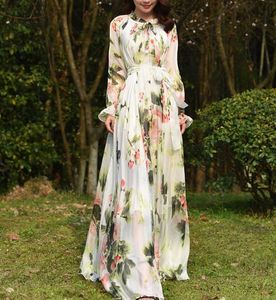 Vêtements ethniques Robe Maxi imprimée florale Robe d'été pour femmes 2023 Abaya Dubaï Hijab Robes musulmanes en mousseline de soie Nouvelle Afrique Turquie Islam Kaftan Robe