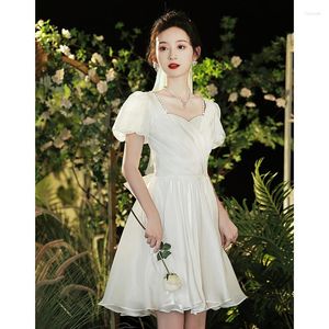Vêtements ethniques Robe de mariée plissée blanche française Super Fairy Celebrity Robe de soirée formelle Mariée Robes de bal chinoises Robe élégante de Festa