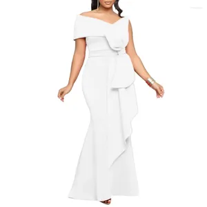 Robes de vêtements ethniques Robes maxi africaines pour femmes Fashion Summer manches courtes rouges blancs en polyester vert soirée Bodycon Robe