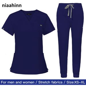 Ropa étnica Hospital Doctor Uniforme de enfermería Mujeres Venta al por mayor Casual Manga corta con cuello en V Jogger Trajes Enfermera Farmacia Uniformes de trabajo 230630