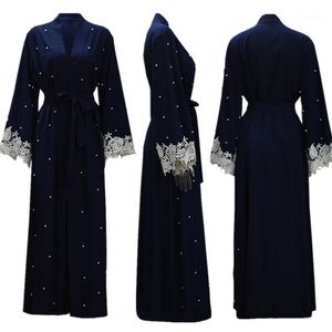 Vêtements ethniques Mesdames Abaya Dubai Robe de mode musulmane Lace Lace Long Manche Kaftan Ramadan Eid Islamic Abayas For Women Robes S-2xl