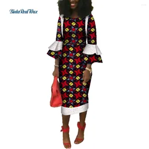 Ropa étnica Vestidos de encaje de manga larga para mujeres Riche Wax Print Patchwork Dashiki Vestido de fiesta de estilo africano Personalizar Wy3657