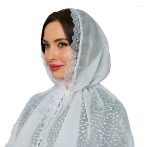Vêtements ethniques Malaisie Fashion Coffare de lacet en dentelle Floral Turban Islamic Muslim Hijab Hijab Cover enveloppe des châles arabes Cape