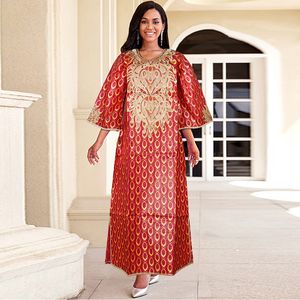 Ethnic Clothing MD 2023 Bazin Riche Dashiki Women Dress Traditional African Dresses For Women Embroidery Pattern With Stone South Africa Clothes 230419