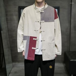 Ropa étnica hombres estilo chino hanfu tops Tang traje tradicional wu chaquetas camiseta de lino de algodón de moda