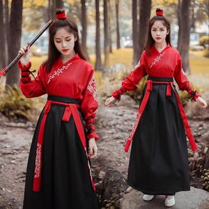 Vêtements ethniques Hommes Femmes Costumes chinois anciens Hanfu Robe Festival Stage Performance Folk Dance Broderie Traditionnelle Fée Cosplay