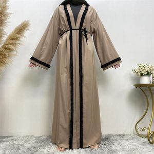 Vêtements ethniques moyen-orient musulman clouté Cardigan Robe pour femmes avec arabe Hui longue Robe Kimono Femme Musulmane Abaya