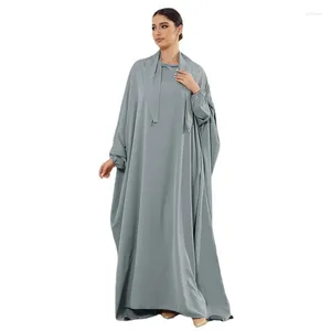 Vêtements ethniques Modest Fashion Simple Elegant Gawn Abaya Kimono Long Robe Muslim Women's Outwear Robe arabe avec ceinture Femme Musulman