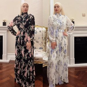 Vêtements ethniques Robes à la mode musulmanes Femmes musulmanes Fantaisie en gros Imprimer Robe en mousseline de soie imprimée