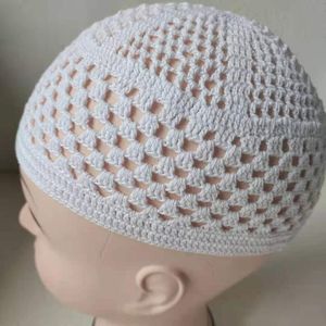 Vêtements ethniques Chapeau musulman Cap National Tricot Maille Crochet Manuel Blanc Gorro Bonnet Turc Islamique Kufi Taqiya Takke Peci Crâne Prière Elas