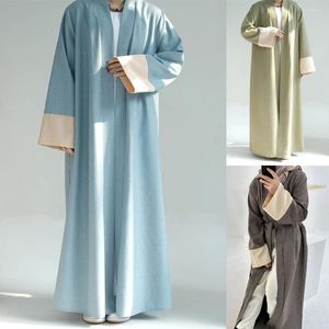 Vêtements ethniques Patchwork Dubai Abaya Poignets larges Poches latérales Kimono Femmes musulmanes Islamique Élégant Hijab Outwear Ramadan (Pas d'intérieur)