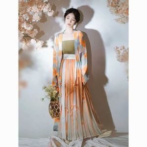 Vêtements ethniques pmwrun coeur orange Ruyi Song Dynasty Hanfu Femme Summer Chinese Style Modified Han Elements Airplane Sleeve Daily