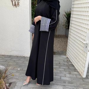 Ropa étnica Ramadán Keffiyeh Algodón Lino Abaya Cerrado Musulmán Hijab Vestido Eid Árabe Palestina Abayas para mujeres Dubai Lujo Islam Kaftan